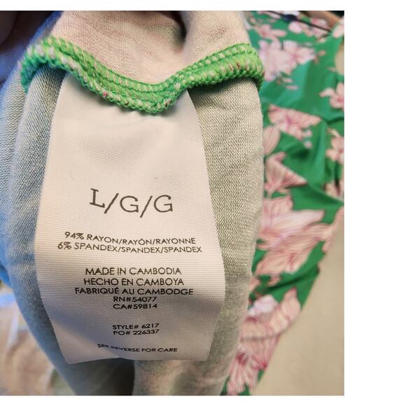 CAbi Weekend Dress SZ Large Green and Pink Mid-length Sleeveless - Picture 9 of 10